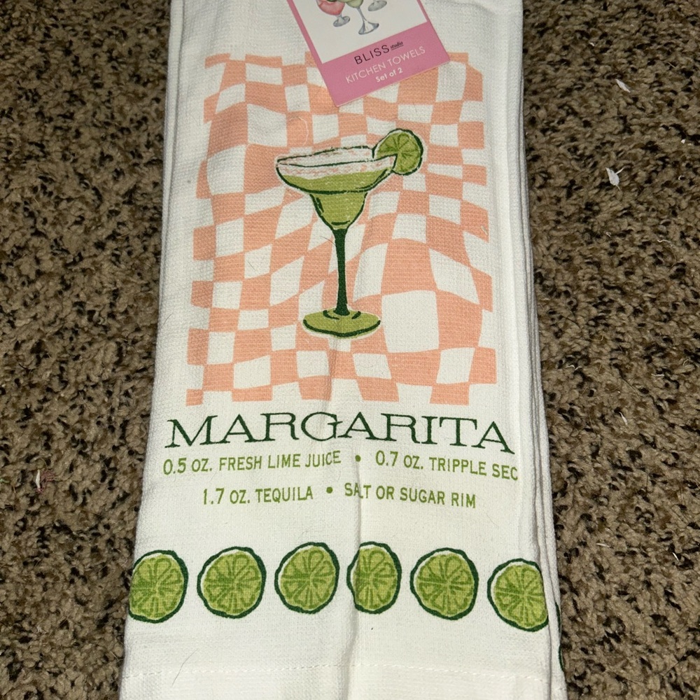 Margarita Kitchen Towels with Lime Design (Set of 2)